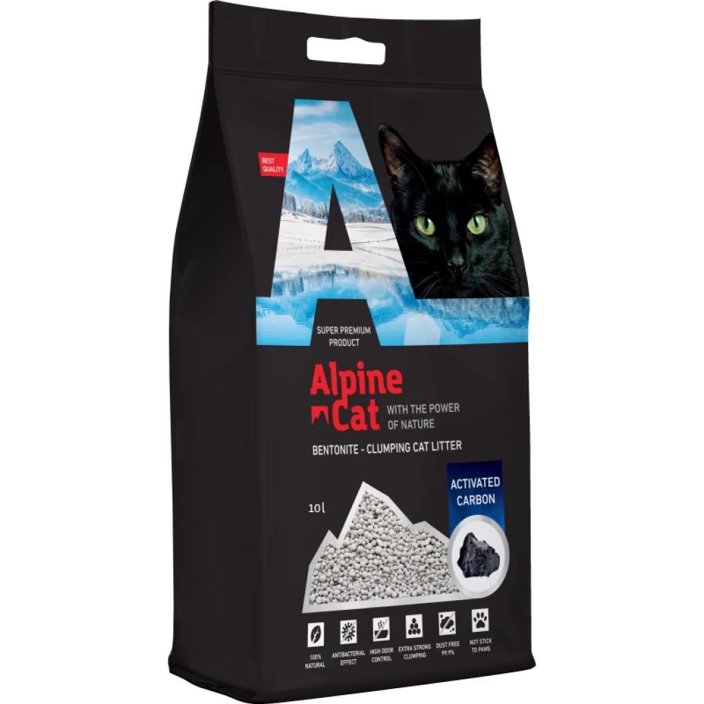 Alpine Cat Комкующийся наполнитель Уголь 10л