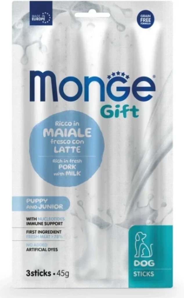 Monge Gift P&J палочки с свининой, молоком и нуклеотидами