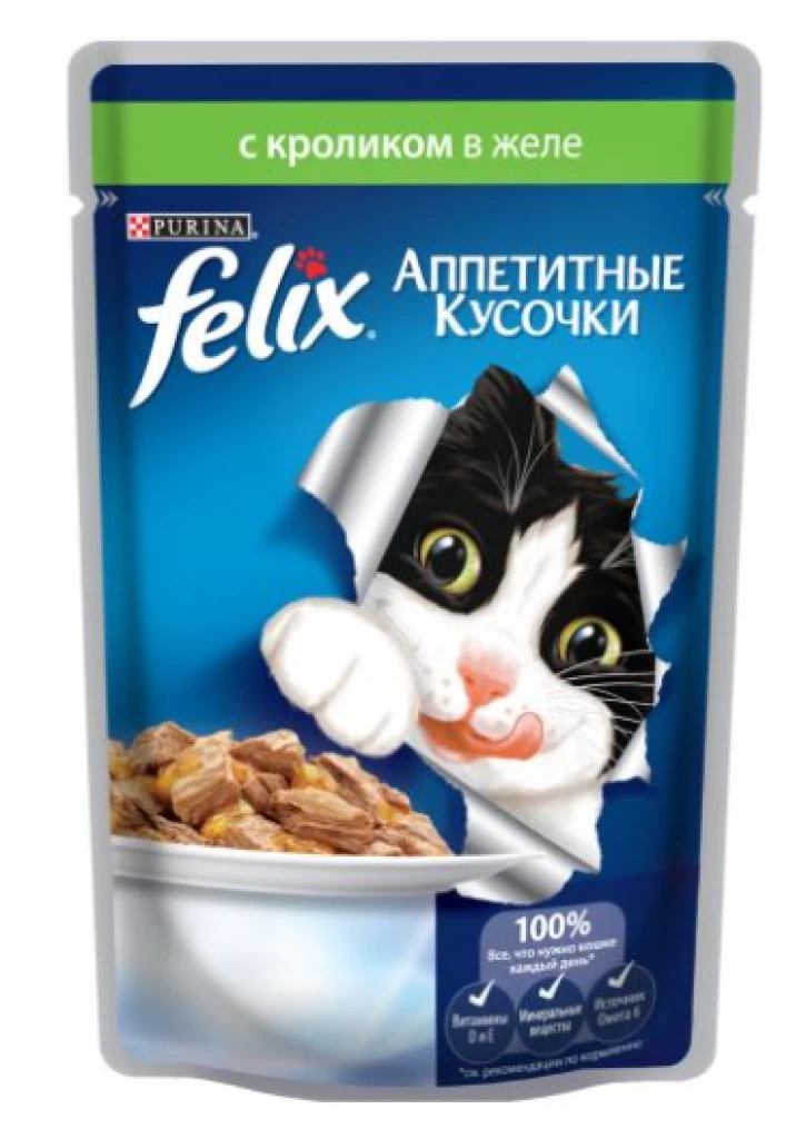 FELIX Аппетитные Кусочки Кролик 85G