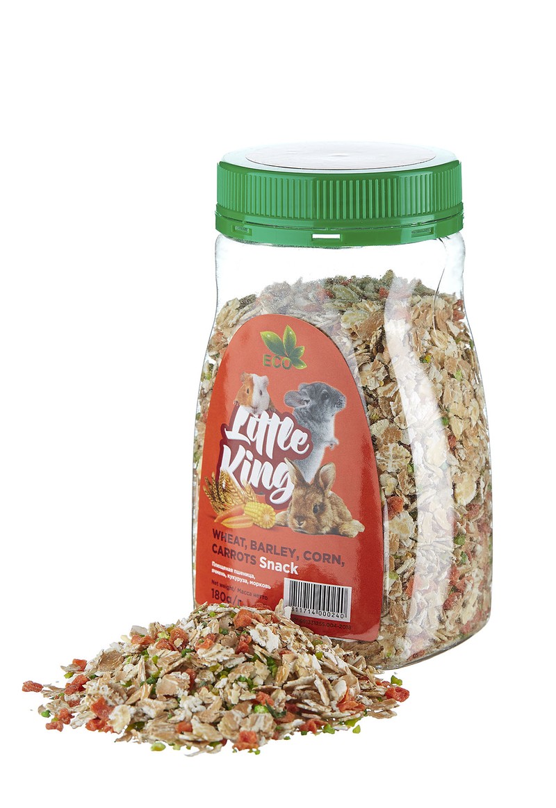 Little King Лакомство д/грызунов (плющ. пшеница, ячмень, кукуруза, морковь) 180 гр