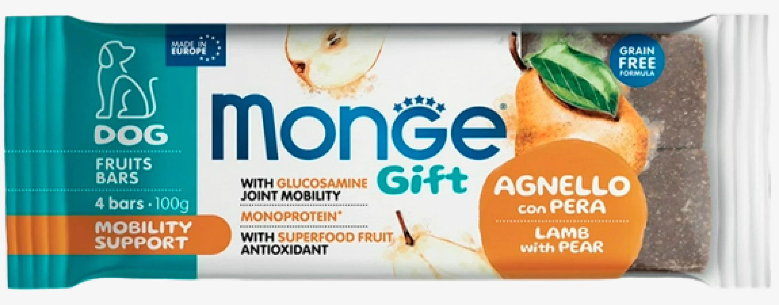 Monge Gift Dog Mobility support фрукт.батончкики с мясом ягненка и грушей 100гр