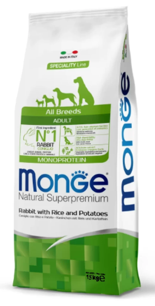 Monge All Breeds ADULT Rabbit, Rice and Potatoes 15KG