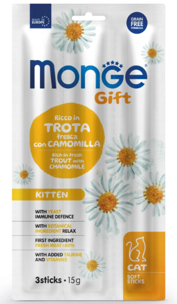 Monge Gift Kitten мягкие палочки со свежей форелью и ромашкой 15гр