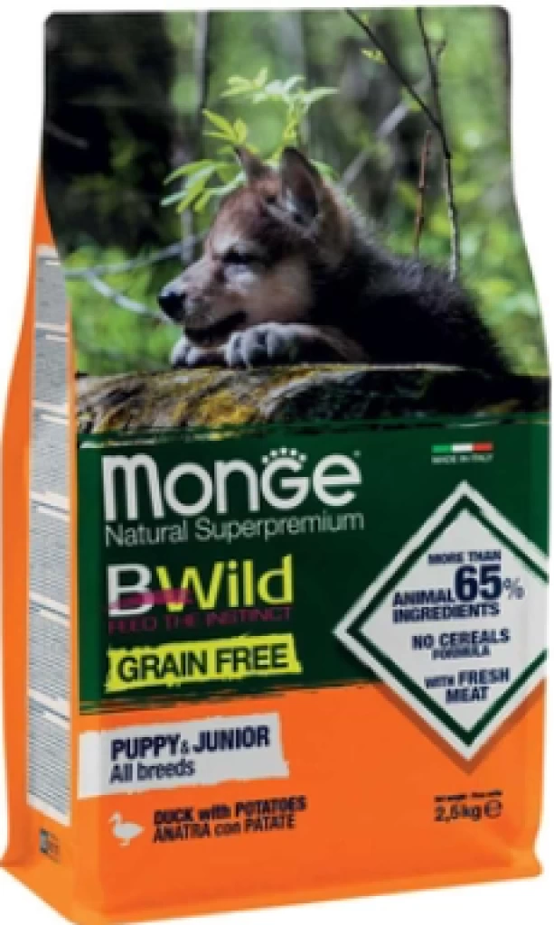 Monge Dog Bwild Gr.Free Puppy & Junior Утка 2.5KG