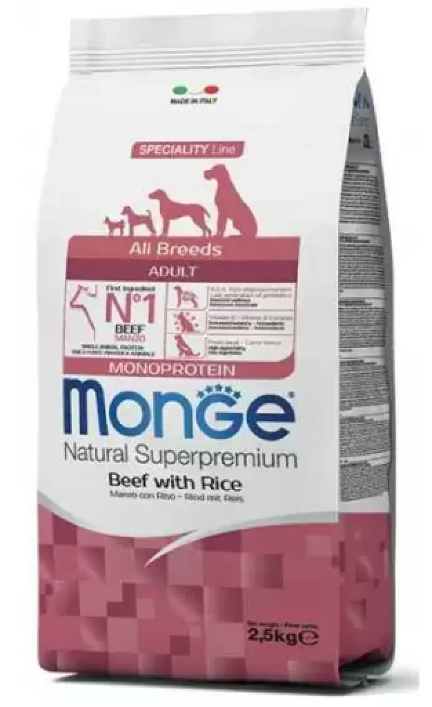 Monge All Breeds Adult Beef with Rice 2.5KG