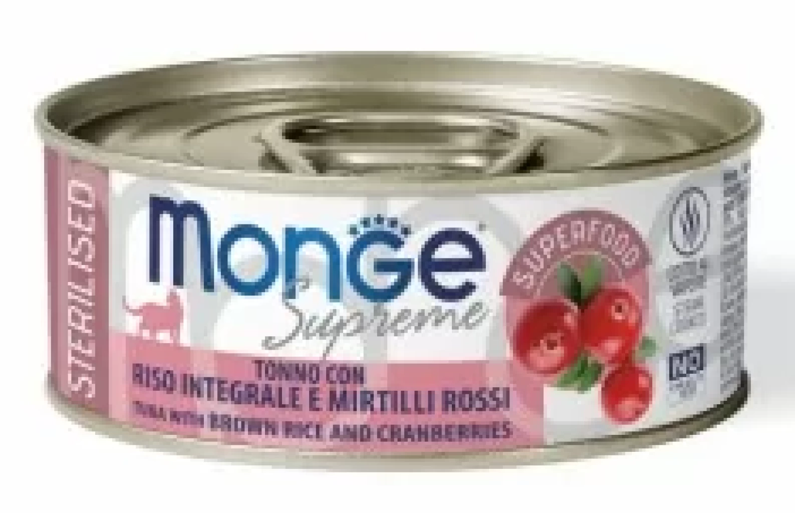 Monge Supreme cans кусочки для стерилизованных кошек тунец. корич.рис. клюква 80гр