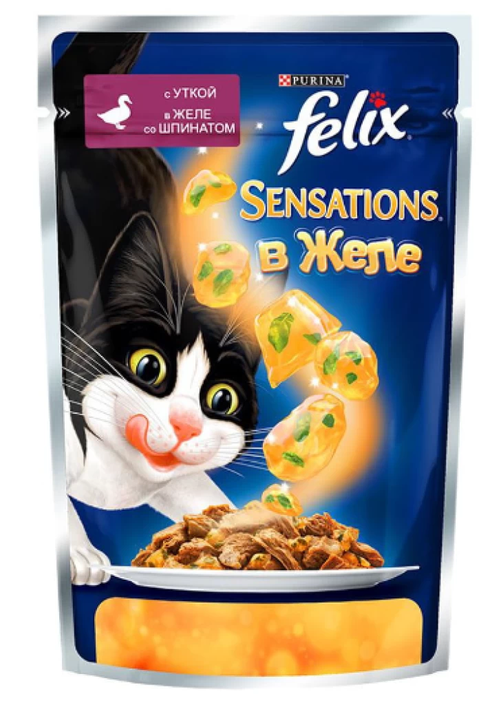 FELIX Sensations Желе Утка Шпинат 85G