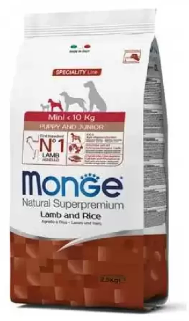 Monge Mini < 10 kg Puppy and Junior Lamb With Rice 2.5KG