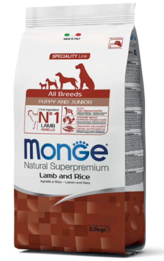 Monge All Breeds Puppy and Junior Lamb and Rice 2.5KG