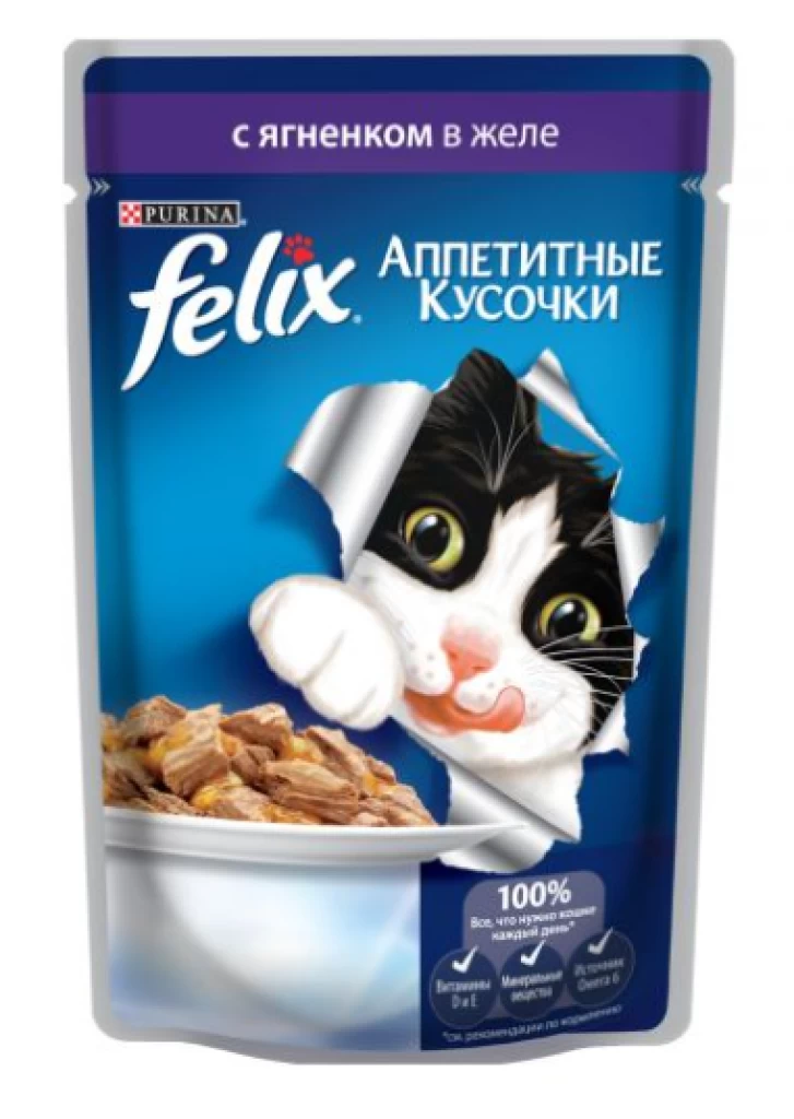 FELIX Аппетитные Кусочки Ягненок 85G