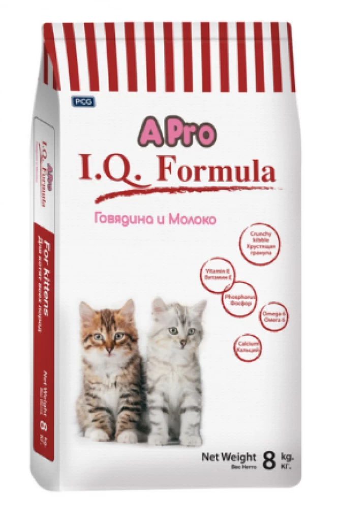 APRO I.Q. FORMULA д/котят с говядиной и молоком 8KG