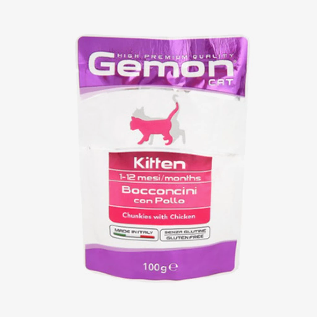 Gemon Влажный корм д/кошек Kitten 1-12 months Chunkies With Chicken 100G