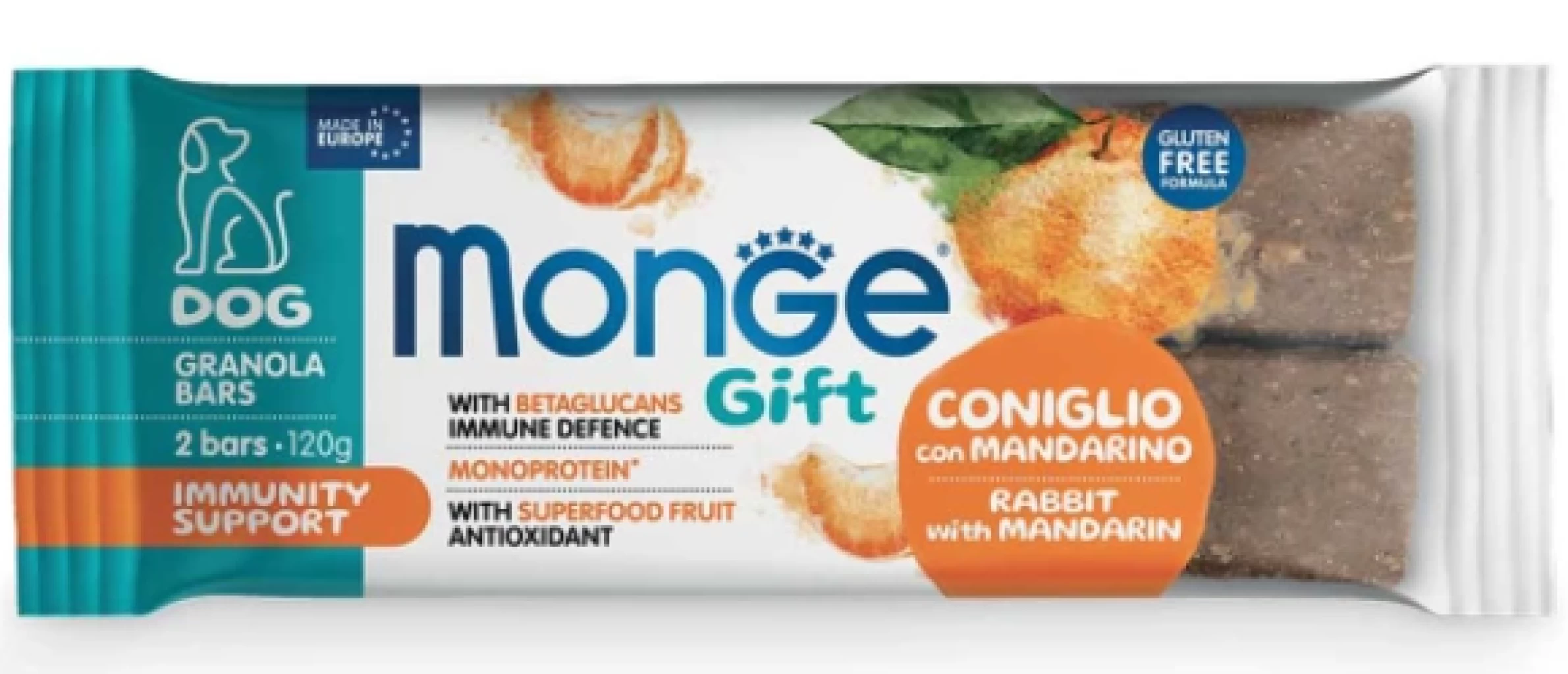 Monge Gift Dog Immunity фруктовые баночики с мясом кролика и манадрином 120гр